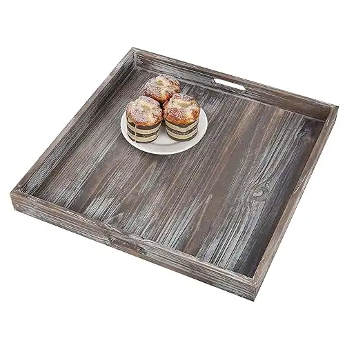 MyGift Torched Wood Large Serving Tray